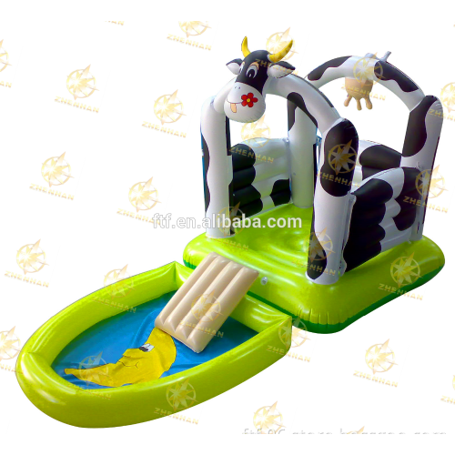 milk cow shape children inflatable bouncer for outdoor trampoline for kids